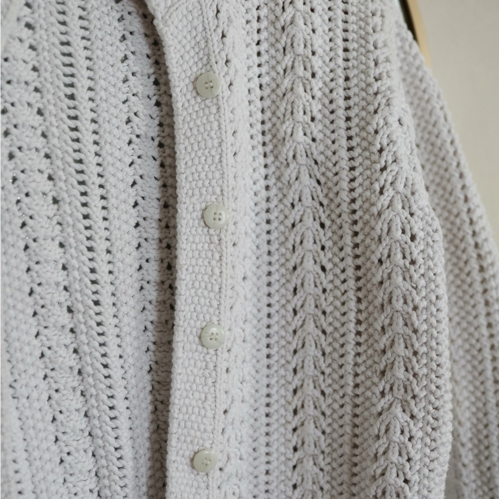Cleo Cream Crochet Knit Button-Front Cardigan - Picture 2 of 5